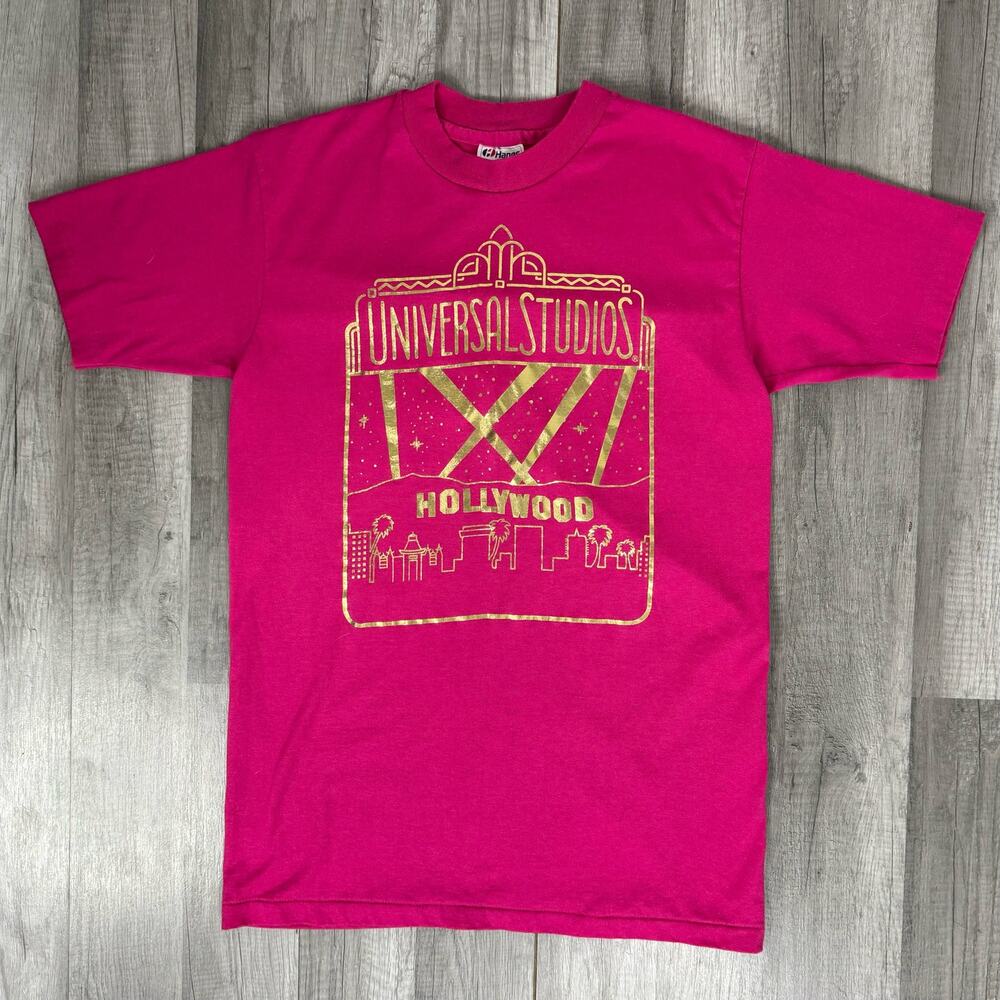 Vintage 90s Universal Studios Hollywood T-Shirt  Pink Single Stitch Medium